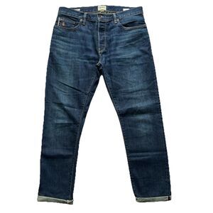 Todd Snyder Mens Slim Fit Selvedge Denim Dark Blue Wash Button Fly Jeans 32x30